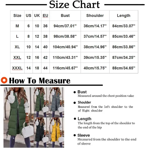Vista 5 de COKUERA Chalecos largos y cálidos de invierno para mujer, color sólido, acolchado, ligeros, sin mangas, con capucha