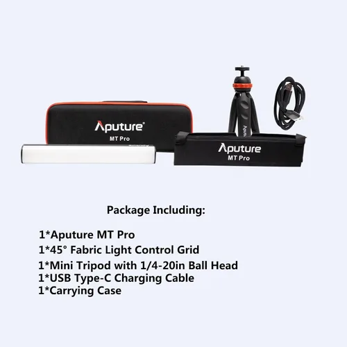 Vista 3 de Aputure MT Pro RGB Light Wand Stick 7.5W CCT de 2000K -10000K Salida Pixel-Mappable RGBWW Mini LED Tubo Luz Soporte Sidus Link Bluetooth App Control