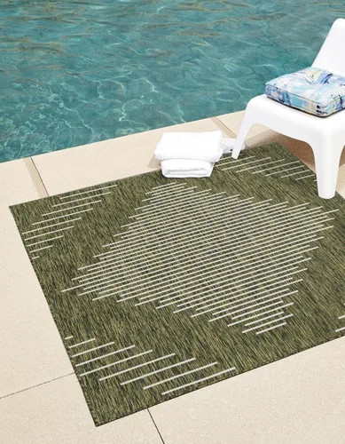 Vista 25 de Unique Loom Outdoor Modern Collection - Alfombra rectangular de 2 x 3 pies 1 pulgada, color azul y marfil