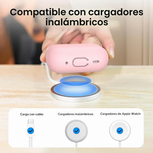 Vista 5 de RFUNGUANGO - Funda para AirPods Pro 2, color rosa Funda protectora de silicona con kit de limpieza, llavero compatible con AirPods Pro de 2ª/1ª