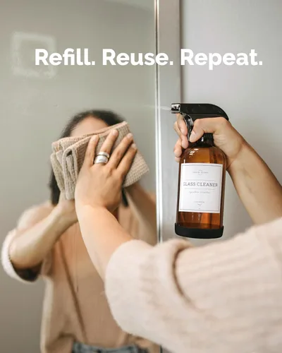 Vista 7 de Vine Creations Botellas de spray de vidrio ámbar, paquete de 2 botellas recargables de vidrio para soluciones de limpieza, botella de spray de 16