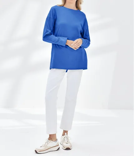 Vista 36 de Fisoew Camisetas de manga larga para mujer, holgadas, casuales, con cuello redondo, blusa suave