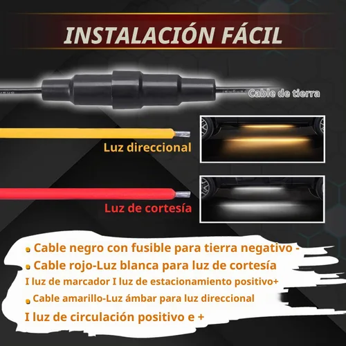 Vista 3 de Juego de 2 luces LED de 70 pulgadas IP68 para camión, marcador lateral, tira de luces de paso flexible, blanco y ámbar (IP68)