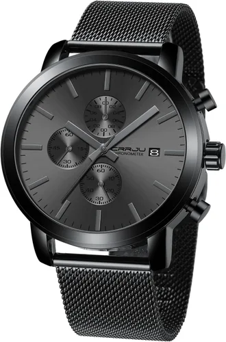 Vista 19 de CRRJU Mens Stylish Casual Quartz Watches for Men Luxury Waterproof Calendar Chronograph Japan Movement Wristwatches