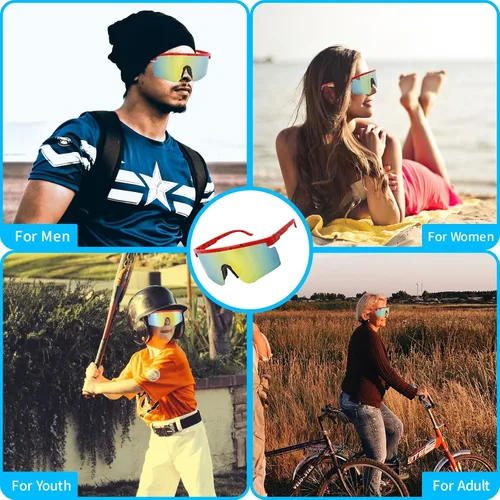 Vista 6 de Gafas de sol para hombres, mujeres, adolescentes de niños y niñas, gafas de sol deportivas de béisbol geniales para softbol, pesca, fútbol