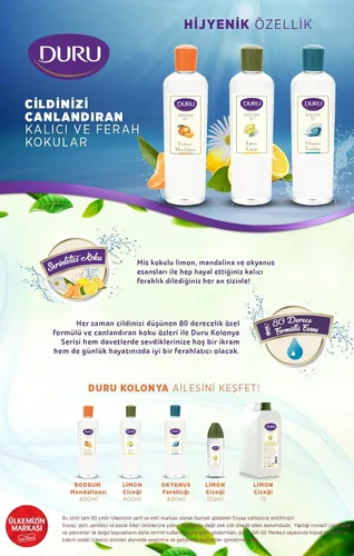 Vista 3 de Duru Colonia Mandarina 13.5 fl oz, Turca