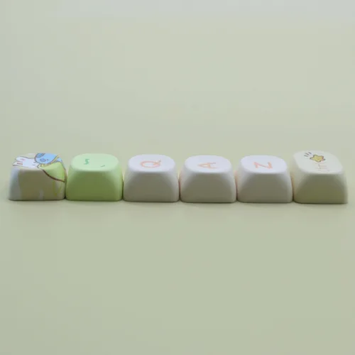 Vista 7 de MOA - Teclas de perfil de conejo, lindo conejo personalizado PBT Dye-sub Keycap 144 teclas para teclado mecánico, juego de teclas de tamaño completo