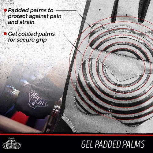 Vista 4 de Bear Grips Guantes de levantamiento de pesas para hombres y mujeres Guantes de levantamiento de medio dedo Guantes de entrenamiento de dedo