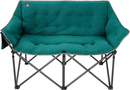 Vista 5 de Silla plegable para camping, silla doble portátil con soporte para tazas, soporte para copas de vino, bolsa de transporte resistente para 2 adultos