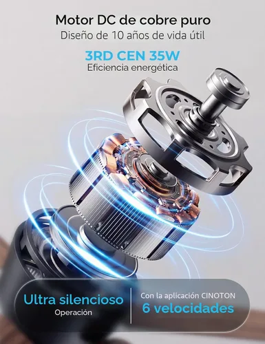 Vista 5 de CINOTON Ventiladores de techo inteligentes de 52" con luces y control Negro + Nogal