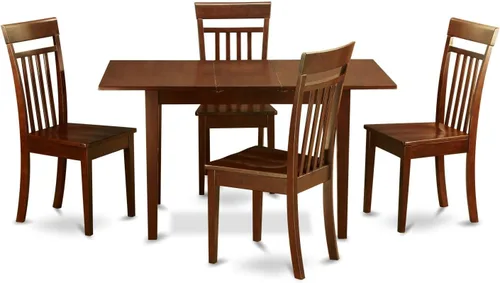 Vista 16 de East West Furniture NOCA7-MAH-LC - Juego de mesa de comedor moderno de 7 piezas que consta de una mesa rectangular de madera con hoja de mariposa