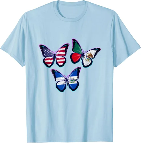 Vista 84 de Multiculti Heritage. Camiseta El Salvador México y Estados Unidos