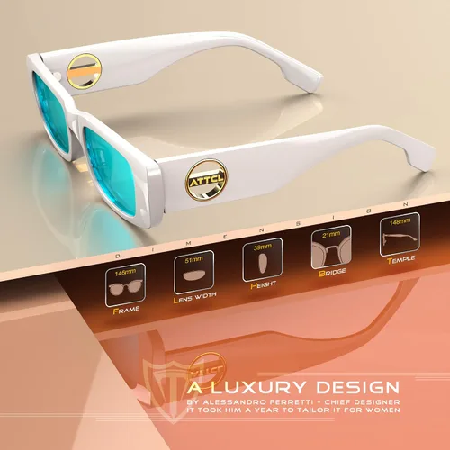 Vista 3 de ATTCL Gafas de sol polarizadas para mujer con marco rectangular moderno y grueso con protección UV