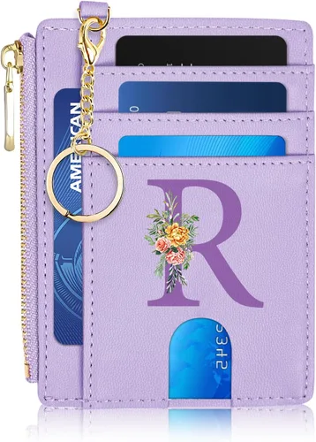 Vista 43 de Tarjetero para mujer minimalista y delgado con bolsillo frontal, bloqueo RFID, cartera compacta con ventana para identificación y bolsillo