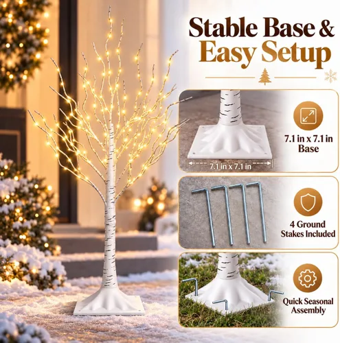 Vista 6 de Lighted Birch Twig Tree with Fairy Lights 3FT 154L LED Decorative Lights