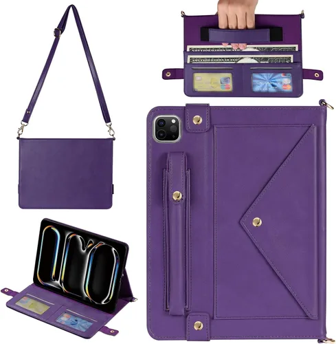 Vista 65 de Funda tipo bolso para iPad mini de 5ª/4ª/3ª/2ª/1ª generación de 7.9 pulgadas, Techcircle funda ligera tipo folio con soporte bandolera con billetera