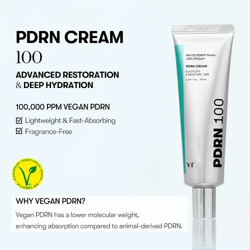 Vista 2 de VT COSMETICS Crema PDRN 100, Crema Hidratante Nutritiva y Restauradora con 100,000 ppm de PDRN Vegano, Crema Hidratante Ligera para una Piel