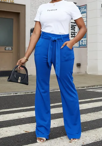 Vista 7 de LKOUS Pantalones de vestir elásticos de cintura alta y pierna recta para mujer, para oficina, uso diario, negocios, pantalones casuales