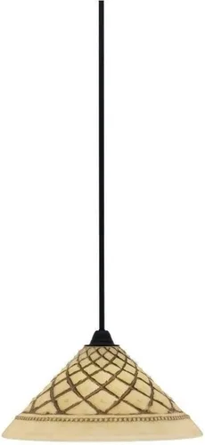 Vista 85 de Toltec Lighting Paramount - Mini colgante de 1 luz en acabado negro mate con cristal de arte perla de 7 pulgadas y estilo negro