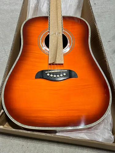 Vista 7 de Oscar Schmidt OG1FYS-A-U Guitarra Acústica Dreadnought de Tamaño 3/4 (Brillo Alto) Sunburst Amarillo Flamenco
