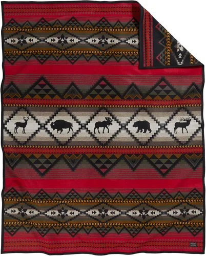 Vista 14 de Pendleton Brave Star Manta Rojo/Blanco/Azul, Talla única Reversible, Ultrasuede Binding, Made in USA, Brave Star