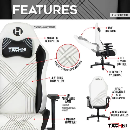 Vista 8 de Ergonomic Gaming Chair, Reclining Office Chairs with 3D Adjustable Arms, Cute High Back Computer Desk Chair for Adults, Comfy Swivel Racing