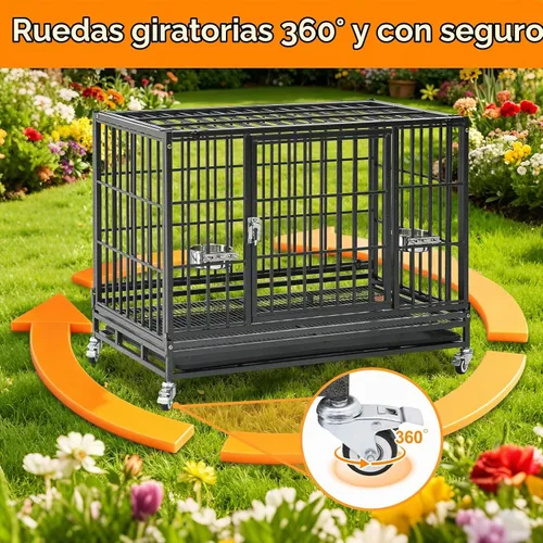 Vista 3 de Homey Pet Jaula para perros apilable de 36 pulgadas, perrera indestructible