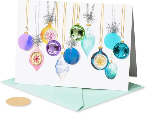 Vista 4 de Papyrus Tarjeta de Navidad colorida con adornos degradados, perfecta para cualquier persona (deseos alegres)