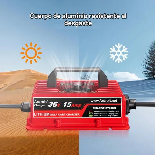 Vista 7 de Cargador de batería de litio de 36 V, carga rápida de 43.8 V 15 A para carrito de golf, impermeable IP67, cargador de litio de 36 voltios y 15