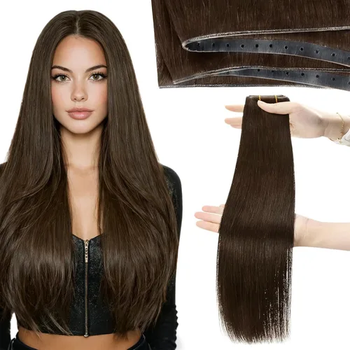 Vista 12 de Moresoo Extensiones de cabello humano real para coser, color negro natural