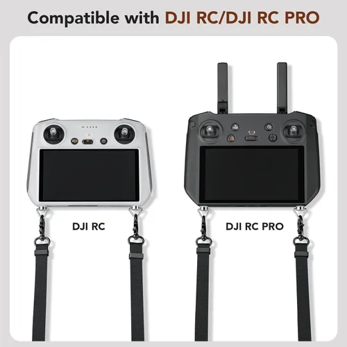 Vista 2 de Lykus Cordón, correa para el cuello, correa para DJI RC/RC 2/RC Pro/RC Plus, correa negra, tornillos triangulares, compatible con DJI Mini 4 Pro