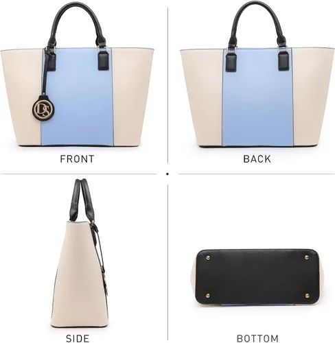 Vista 4 de DASEIN - Bolsa de mano para mujer, bolsa tipo bandolera, asa superior, bolsa plana para trabajar