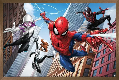 Vista 14 de Trends International Marvel Comics - Póster de pared de Spider-Man - Web Heroes, 14.725 x 22.375 pulgadas, versión enmarcada de madera de granero