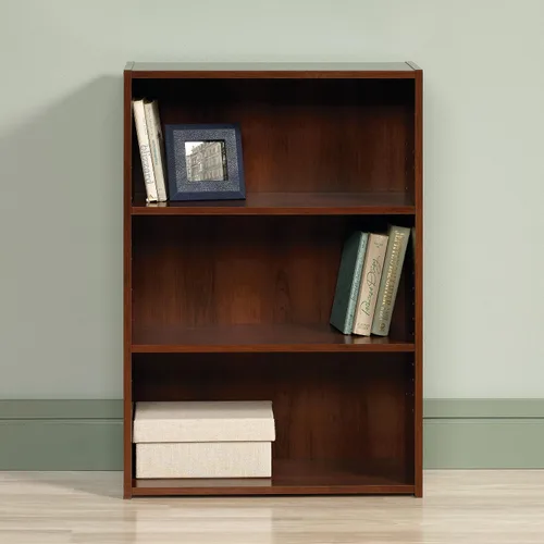 Vista 4 de Sauder Beginnings Librero de 3 Estantes, Estantería para Libros con Repisas de Almacenamiento Ajustables, en acabado Brook Cherry