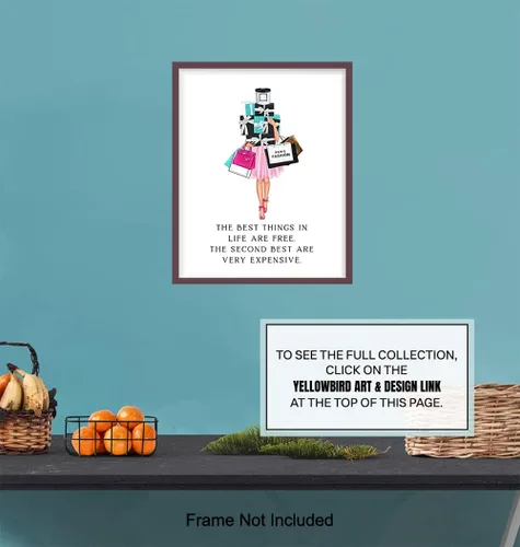 Vista 7 de Glam - Póster decorativo de pared con cita de lujo, diseño de moda de alta costura, regalo de 8 x 10 pulgadas para mujeres, baño, habitación