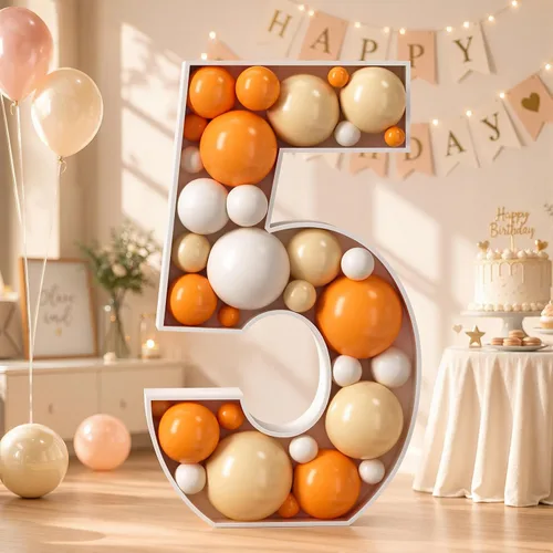 Vista 15 de Números de marquesina de 4 pies 0 iluminados para fiesta, cartón de espuma de 10º 50º 2026, decoraciones de fiesta de cumpleaños, telón de fondo
