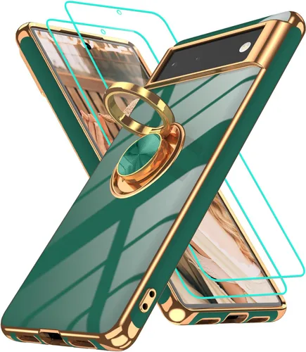 Vista 53 de Funda para Motorola Moto G 5G 2024: Funda Moto G Play 5G 2024 con 2 piezas de protectores de pantalla, soporte de anillo de rotación de 360°