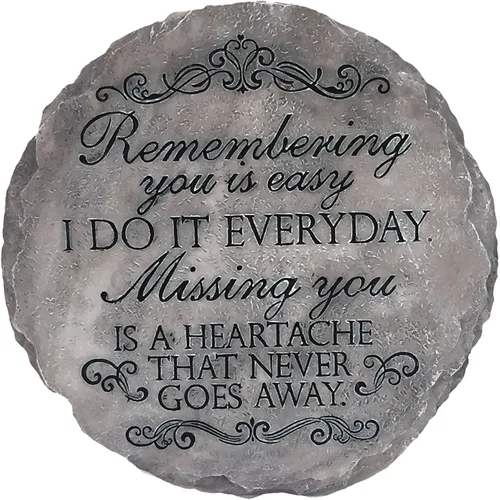 Vista 7 de Spoontiques - Decoración de jardín - Piedra de paso "Siempre en nuestros corazones" - Piedra decorativa para jardín