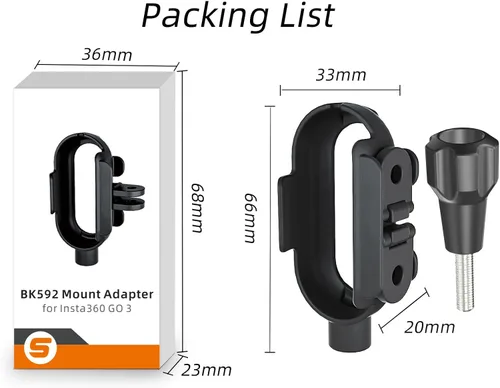Vista 7 de Generic Adaptador de montaje de cámara para Insta360 GO 3, negro, se adapta a marco de 2.598x1.299x0.787 in