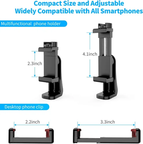 Vista 7 de Owine Adaptador universal de trípode para teléfono celular, abrazadera premium para smartphone, compatible con iPhone, Samsung Galaxy, Note, Lg