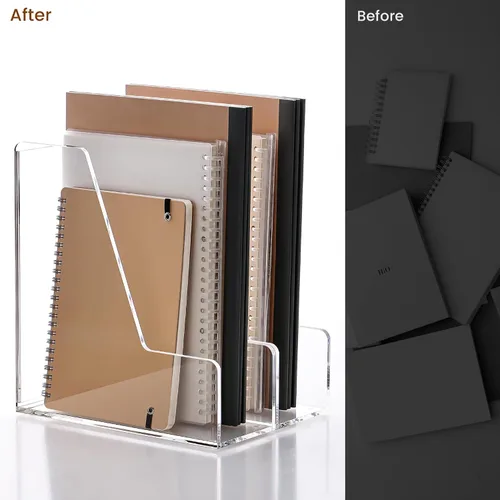 Vista 6 de YUXUN Soporte de acrílico para archivos, organizador de escritorio transparente para archivos, revistas, carpetas, cuadernos, sobres, almacenamiento