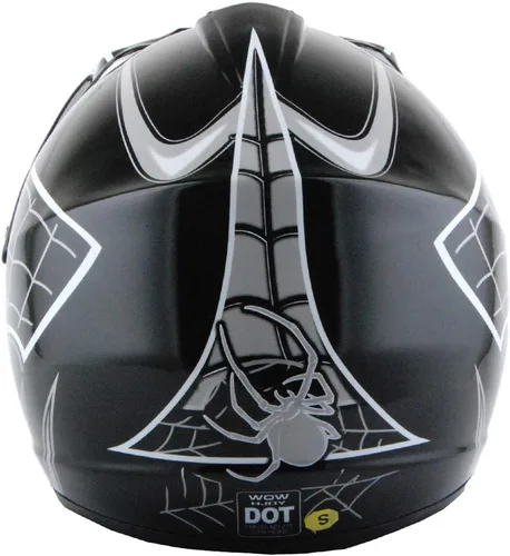 Vista 5 de WOW Casco de motocross BMX MX ATV para niños y jóvenes, casco Dianosour Dragon + gafas + guante marciano juvenil: paquete HJOY MG