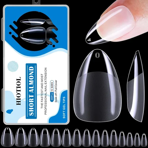 Vista 9 de Puntas de uñas de ataúd extra cortas, 360 uñas de gel suave de cobertura completa para remojar extensiones de uñas, puntas de uñas de gel postizas