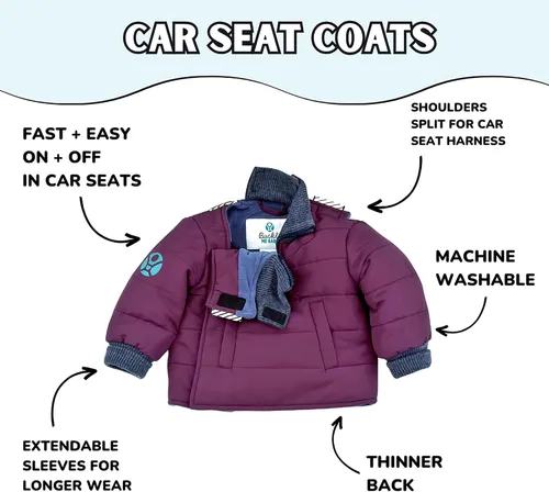 Vista 5 de Buckle Me - Abrigo de invierno para bebé, chaqueta de asiento de automóvil Toastier para niños y niñas, destacada en Shark Tank de 6 meses a 6 años