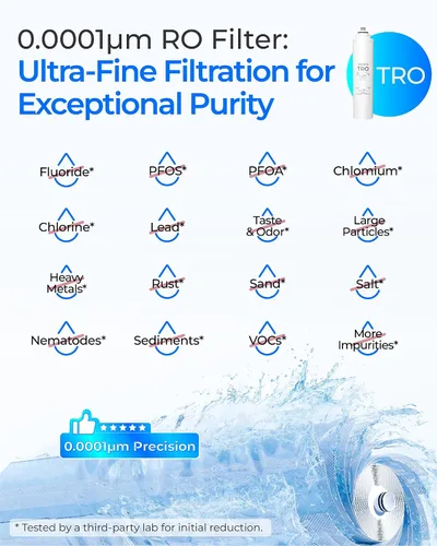 Vista 5 de Waterdrop Sistema RO de remineralización T3-T con filtro RT-TRO, paquete Flujo más rápido de 220 GPD, sin necesidad de energía, filtro de agua RO