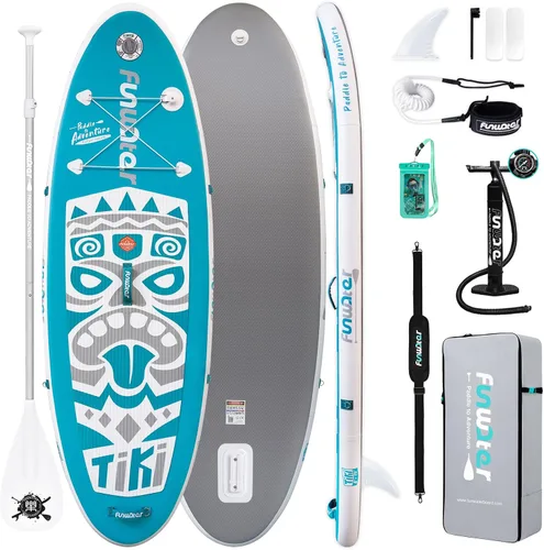 Vista 17 de FunWater Inflatable Stand Up Paddle Board with Beginners SUP Accessories 10'6'' SUP,Anti-Slip EVA Deck,200-450lbs Capacity/Big Fin，Inflatable