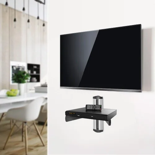 Vista 4 de Cmple - Soporte de pared universal ajustable para reproductores de DVD/cajas de cable/consolas de juegos/accesorios de TV - 1 estante