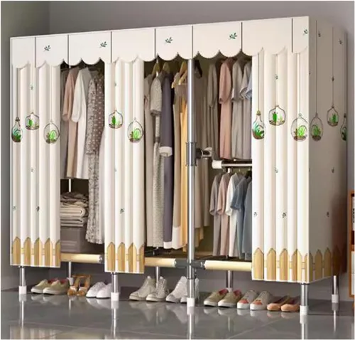 Vista 13 de Armarios grandes Armario grande de metal de acero Perchero de ropa Armario con riel de ropa Armarios para dormitorio de tela gruesa Armario portátil