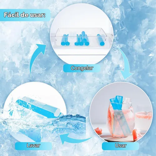 Vista 4 de Paquete de 12 cubitos de hielo reutilizables para bebidas, botella de agua reutilizable de congelación rápida, sin BPA, cubos de hielo de plástico