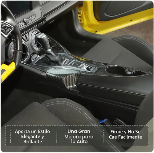 Vista 6 de RT-TCZ Cubierta de fibra de carbono para consola central de cambio de marchas, marco de portavasos, kit de decoración interior, accesorios